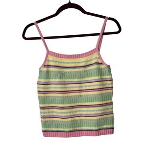 Vintage Knit Multicolor Tank Top Pastels Women’s Size Small